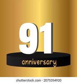 Celebración del 91 aniversario, diseño vectorial para celebraciones, tarjetas de invitación y tarjetas de felicitación