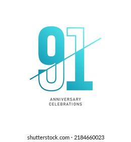 91 Year Anniversary Design Template Vector Stock Vector (Royalty Free ...