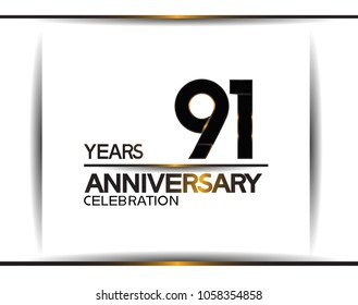 91 years anniversary black color simple design isolated on white background for celebration