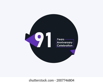 91 Years Anniversary Celebration badge with banner image isolated on white background