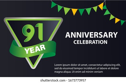 91 years anniversary celebration logo vector template design