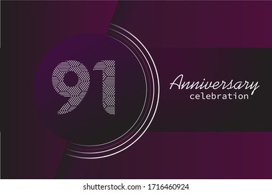 91 years anniversary celebration logo vector template design 