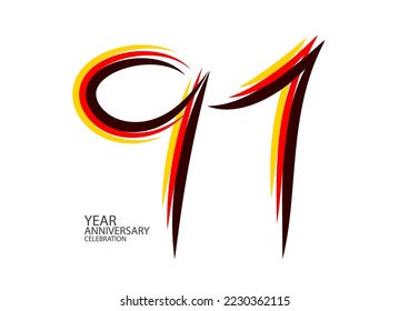 91 years anniversary celebration logotype colorful line vector, 91th birthday logo, 91 number design, Banner template, logo number elements for invitation card, poster, t-shirt. graphic design