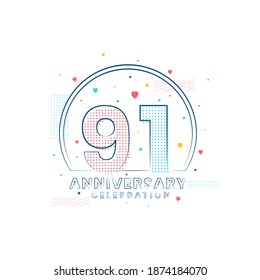 91 years Anniversary celebration, Modern 91 Anniversary design