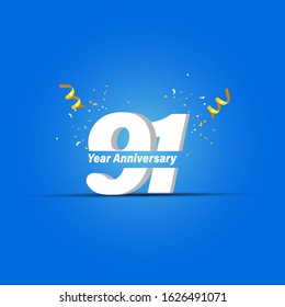91 Years Anniversary Celebration Vector Template Design Illustration
