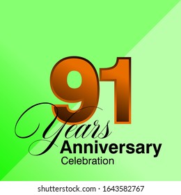 91 Years Anniversary Celebration Vector Template Design Illustration