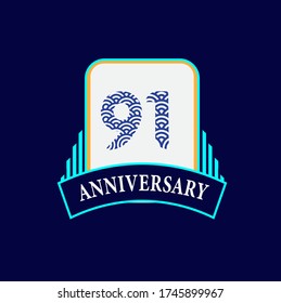 91 Years Anniversary Celebration Vector Template Design Illustration