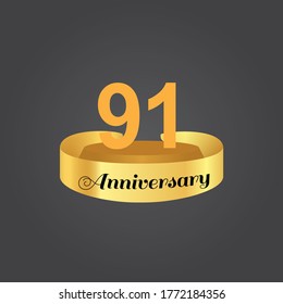 91 Years Anniversary Celebration Vector Template Design Illustration