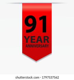 91 Years Anniversary Celebration Vector Template Design Illustration