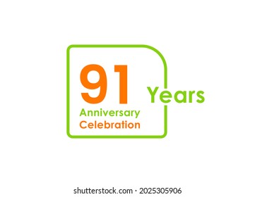 91 Jahre Jubiläum Vector Template Design Illustration