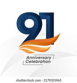 91 years anniversary design template. vector template illustration