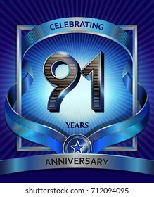 91 years anniversary design template for invitation, advertising, banner, vector design