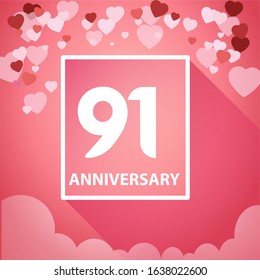 91 Years Anniversary Logo Celebration With Love