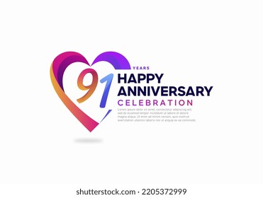 91 years anniversary logo icon design template