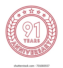 91 years anniversary logo template. 