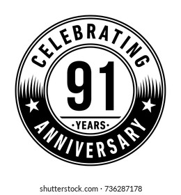 91 years anniversary logo template. Vector and illustration.