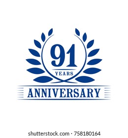 91 years anniversary logo template.