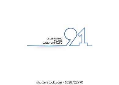 91 Years Anniversary logotype with blue colored font numbers made of one connected line, isolated on white background for company celebration event, birthday