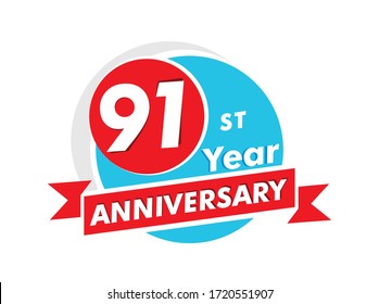 91 years anniversary logotype. Celebration 91st anniversary celebration design