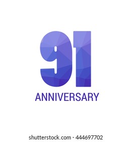 91 Years Anniversary with Low Poly Design