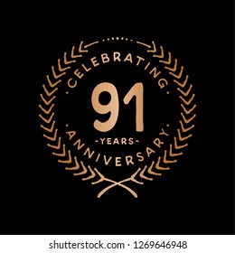 91 years design template. 91st vector and illustration.