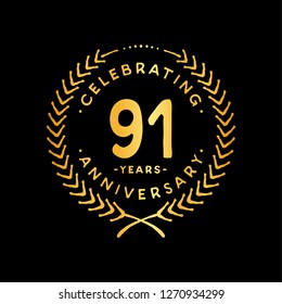 91 years design template. 91st vector and illustration.