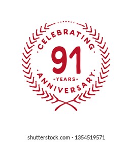 91 years design template. 91st vector and illustration.