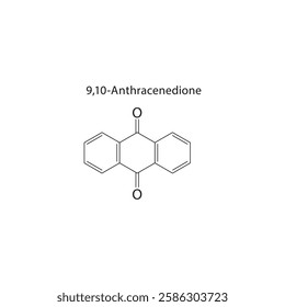 9,10-Anthracenedione skeletal structure.Anthraquinone compound schematic illustration. Simple diagram, chemical formula.