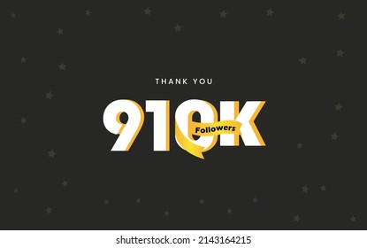 910K  Followers, Thank you Followers Banner, card, vector illustration design
