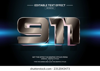 911 3D editable text effect template