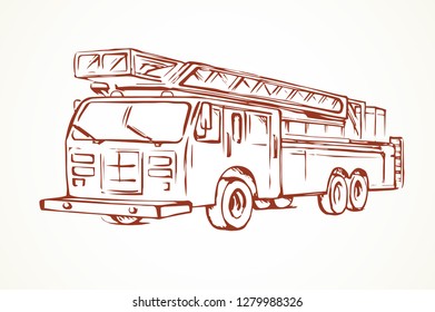 911 aid diesel drive van squad on white road backdrop. Freehand outline red ink hand drawn big lorry siren gear emblem logo. 