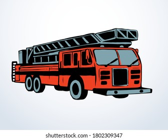 911 aid orange diesel drive van squad logotype set on light white city road text space backdrop. Bright red color hand drawn big lorry siren gear emblem logo in modern art doodle cartoon print style