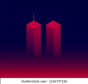 911 Attack Remembrance Memorial Day illustration. September 11 2001, USA,  the United States National Remembrance Day abstract conceptual background
