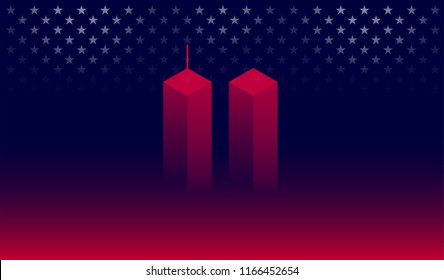 911 Attack Remembrance Memorial Day banner vector illustration. September 11 2001, USA, 911 memorial. The United States National Remembrance Day abstract conceptual background