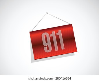 911 banner sign concept illustration design over white