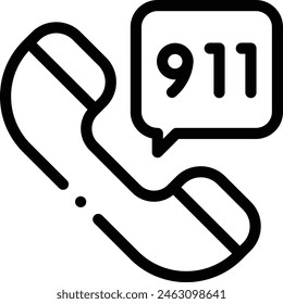 911 call icon. Thin Linear Style Design Isolated On White Background