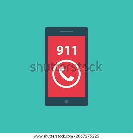 911 call smartphone icon vector. Ambulance help, emergency sign