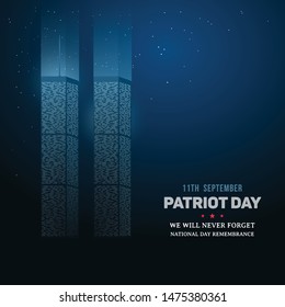 9/11 Day of Remembrance of the World Trade Center. Patriot day background. Twin towers memorial. Vector illustration.