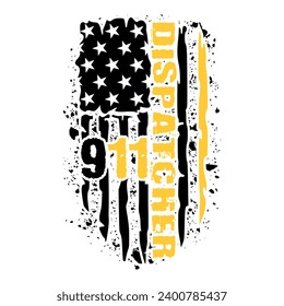 911 dispatcher distressed USA flag shirt design