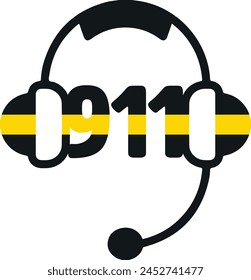 911 Dispatcher Gold Line Headset Dispatcher t-shirt design