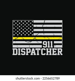 911 Dispatcher Thin Gold Line Flag svg