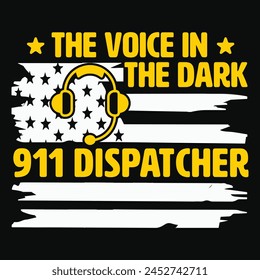 911 Dispatcher Thin Gold Line ,  Dispatcher t-shirt design , American flag design