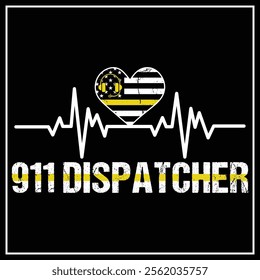 911 Dispatcher Thin Yellow Line Dispatch US American Flag T-Shirt Design, Dispatcher Shirt, Thin Yellow Line