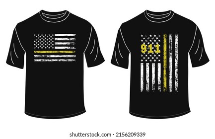 911 Dispatcher T-Shirt Design With Flag