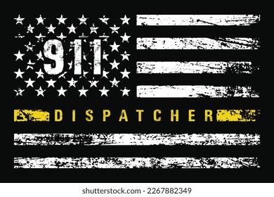 911 Dispatcher with USA Flag