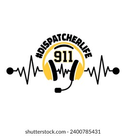 911 dispatcherlife hashtag shirt design with headphones