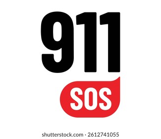 911 Emergency Call Icon – Essential Emergency Contact Symbol for Urgent Assistance - High-Quality Vector Stock Image