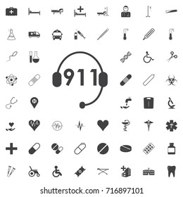 911 Emergency Call Number Icon black icon on the white background medicine, medical set Flat vector illustration.