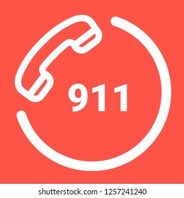911 Emergency Call Number Isolated On A White Background. Vector Icon Illustration. Unique Pattern Design For Brochures, Web, Printed Materials, Logos