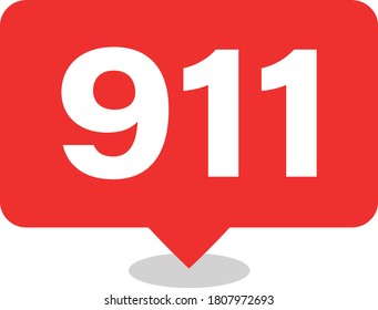 911 Emergency Call Number. Vector and illustration graphic style,911 Police Fire Medical Emergency Symbol, label icon isolated on white background, Attracting attention Security First sign.